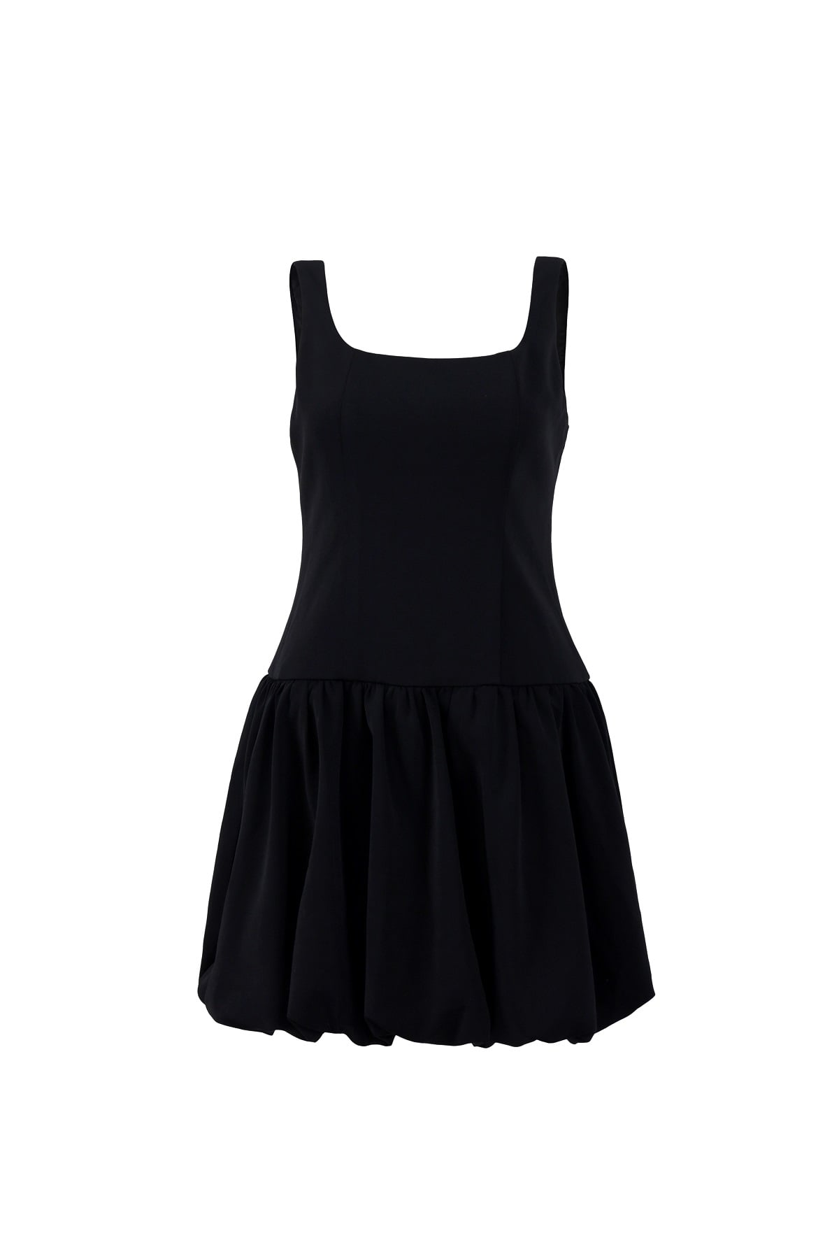 FDP33630 - Đầm dạo phố vải thô đũi hai dây dáng ôm cổ vuông thân váy nhún phồng tạo kiểu khoá thân sau - JAN.