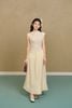 FDP33634 - Đầm dạo phố vải tơ kiểu phối dây nơ vai chờm thân váy phối ly bung tạo xoè khóa thân sau - JAN.