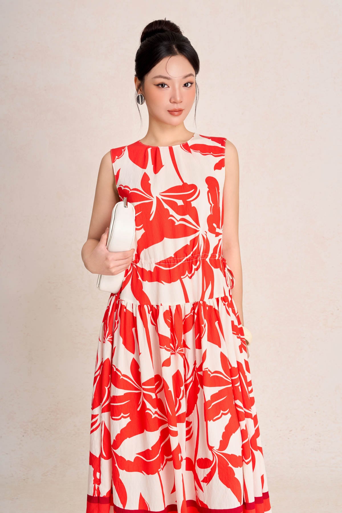 FDP33700 - Đầm dạo phố vải thô đũi dáng suông cổ tròn thân váy suông rộng thời trang - PANTIO