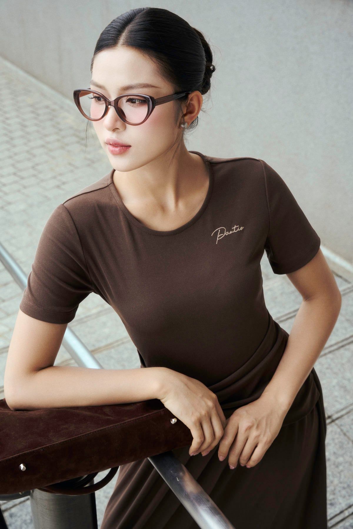 FDP33713 - tylekeo88 tv vải len dáng ôm cổ tròn tay cộc eo phối vạt tạo kiểu - tỷ lệ kèo 8899
