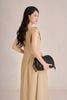 FDP33751 -Đầm dạo phố vải linen dáng suông cổ tròn tay chờm phối vạt tạo kiểu thân váy có túi thời trang khoá thân sau - PANTIO