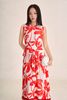 FDP33776 - Đầm dạo phố vải thô đũi dáng suông cổ tròn eo váy phối vạt thắt tạo kiểu - PANTIO