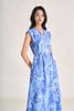 FDP33778 - Đầm dạo phố vải thô đũi dáng suông cổ xẻ V tay chờm eo váy phối vạt rút tạo kiểu - PANTIO
