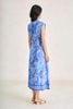 FDP33778 - Đầm dạo phố vải thô đũi dáng suông cổ xẻ V tay chờm eo váy phối vạt rút tạo kiểu - PANTIO