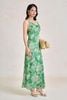 FDP33780 - Đầm dạo phố vải thô lụa dáng hai dây cổ đổ hoạ tiết thời trang - PANTIO
