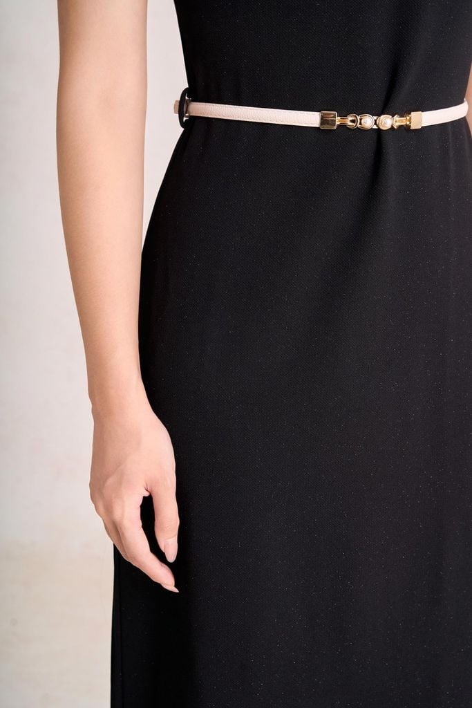 FDP73819 - Đầm dạo phố vải cotton dáng suông cổ bẻ phối khuy đá tạo kiểu khoá thân sau - PANTIO