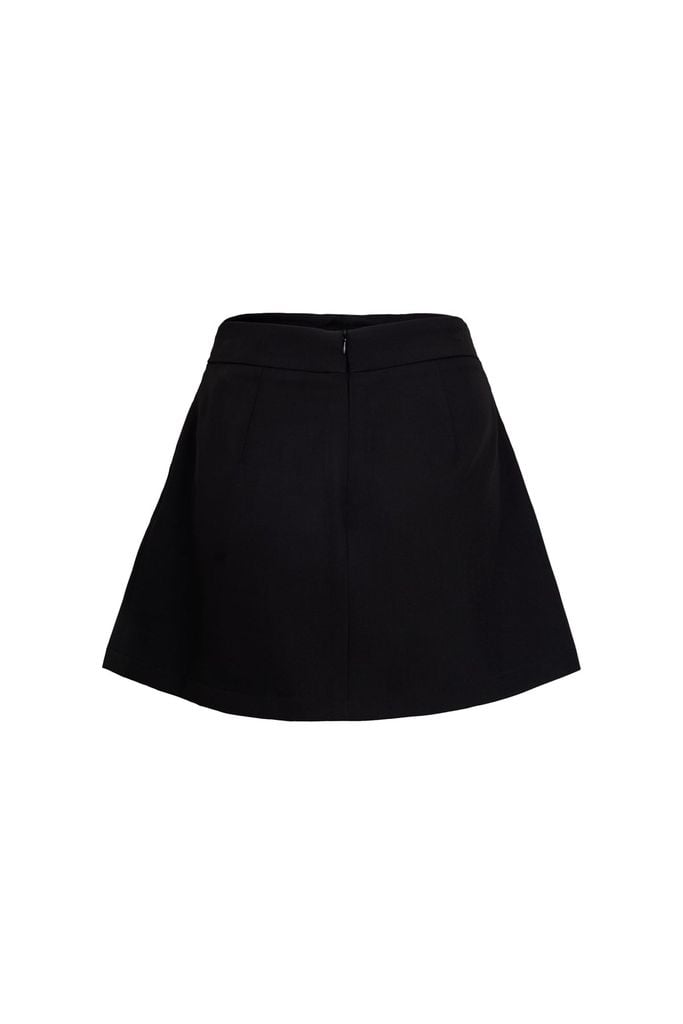 FJN3720 - tylekeo88ax ngắn vải thô đũi dáng chữ A cạp đính nơ thân váy phối ly bung tạo kiểu - JAN.