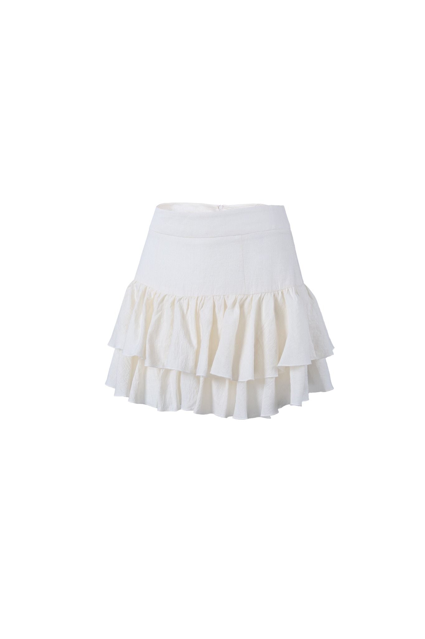 FJN3721 - Chân váy ngắn vải tơ hai tầng tạo kiểu khoá thân sau - JAN.