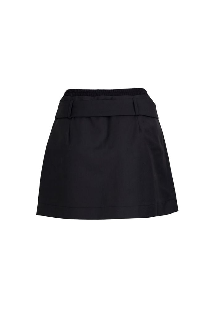 FJN5734 - Chân váy ngắn dạo phố vải kaki dáng chữ A cạp chun có đai lưng tạo kiểu - JAN.