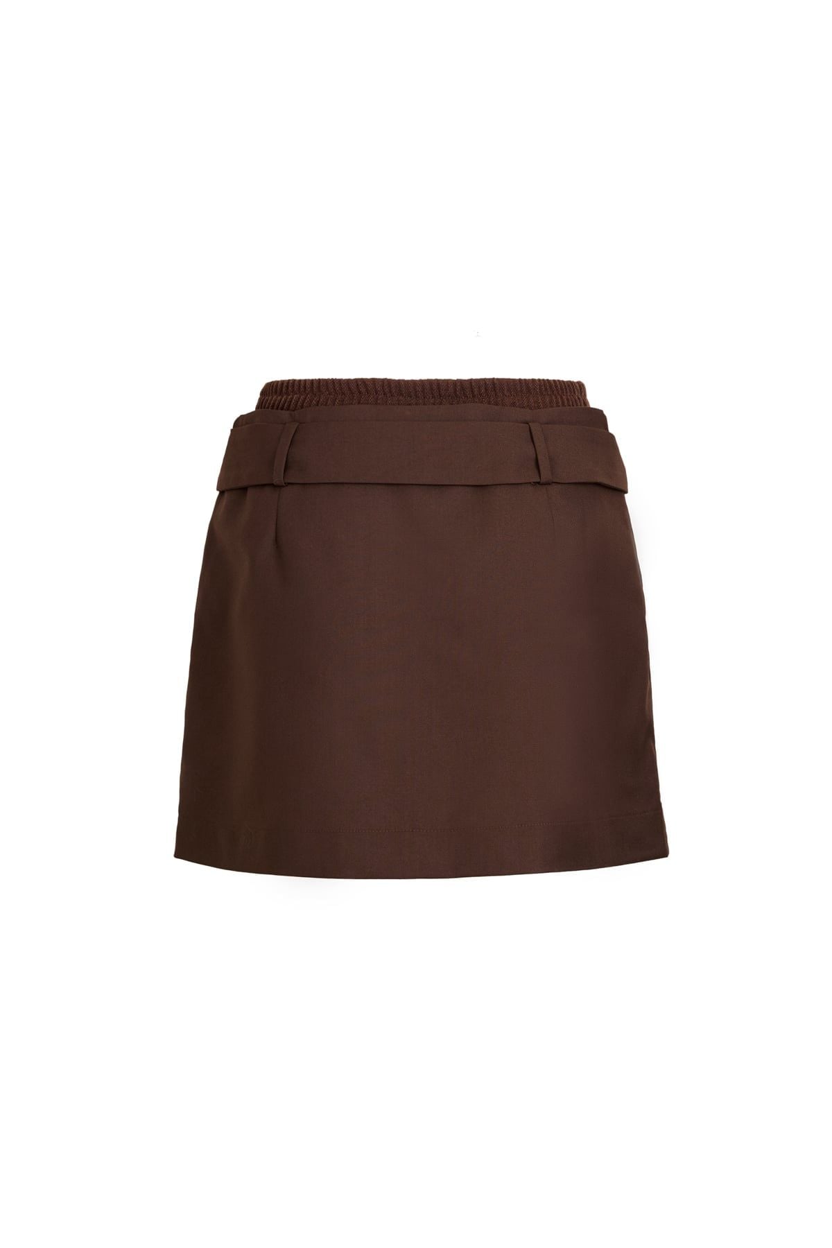 FJN5734 - Chân váy ngắn dạo phố vải kaki dáng chữ A cạp chun có đai lưng tạo kiểu - JAN.