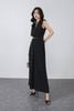 FJS3190 - Jumpsuit công sở vải tuytsi dáng ôm cổ xẻ V tay chờm có đệm vai quần ống rộng khoá thân sau kèm dây lưng tạo kiểu - PANTIO