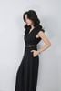 FJS3190 - Jumpsuit công sở vải tuytsi dáng ôm cổ xẻ V tay chờm có đệm vai quần ống rộng khoá thân sau kèm dây lưng tạo kiểu - PANTIO
