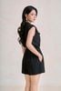 FJS5196 - Jumsuit dạo phố vải thô đũi dáng ngắn cổ xẻ V tay chờm eo bo chun ôm tạo kiểu - PANTIO