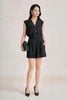 FJS5196 - Jumsuit dạo phố vải thô đũi dáng ngắn cổ xẻ V tay chờm eo bo chun ôm tạo kiểu - PANTIO