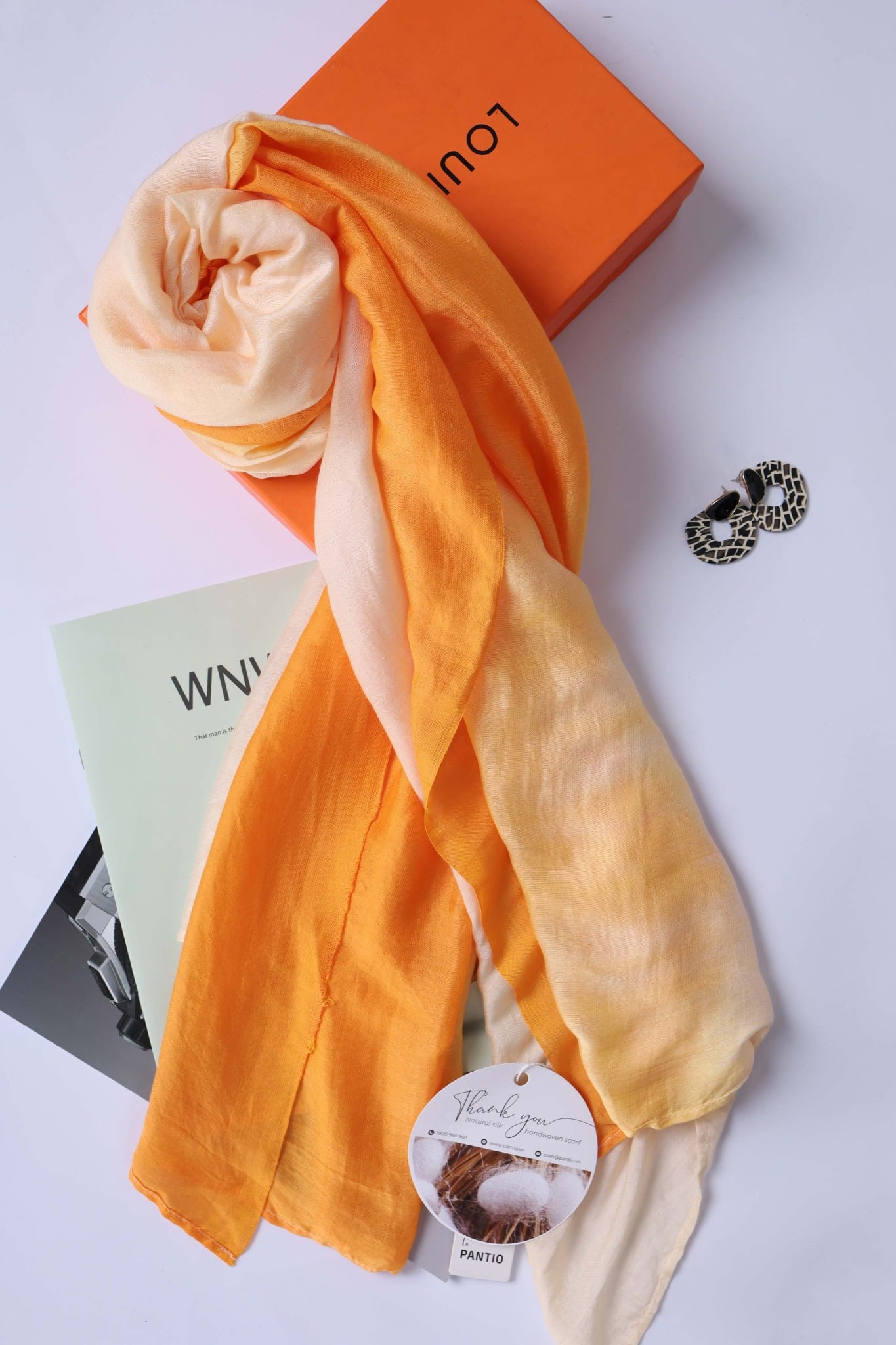 FKO129 - Khăn thời trang cao cấp dáng dài chất liệu tơ tằm màu ombre - PANTIO