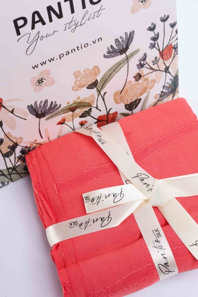 FKO130 - Khăn thời trang cao cấp chất liệu lanh tơ trơn màu có tua rua trang trí - PANTIO