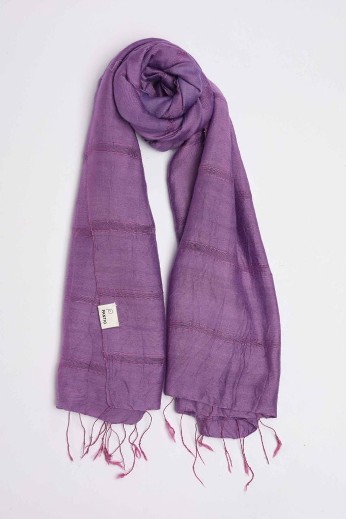 FKO130 - Khăn thời trang cao cấp chất liệu lanh tơ trơn màu có tua rua trang trí - PANTIO