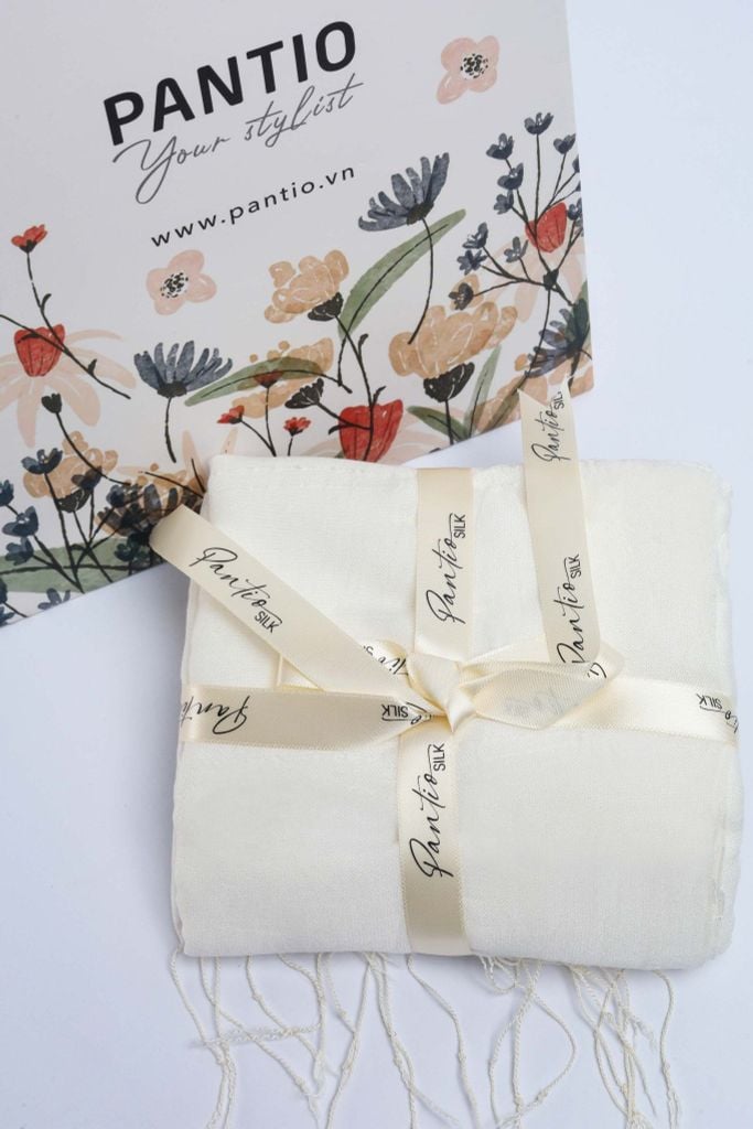 FKO130 - Khăn thời trang cao cấp chất liệu lanh tơ trơn màu có tua rua trang trí - PANTIO