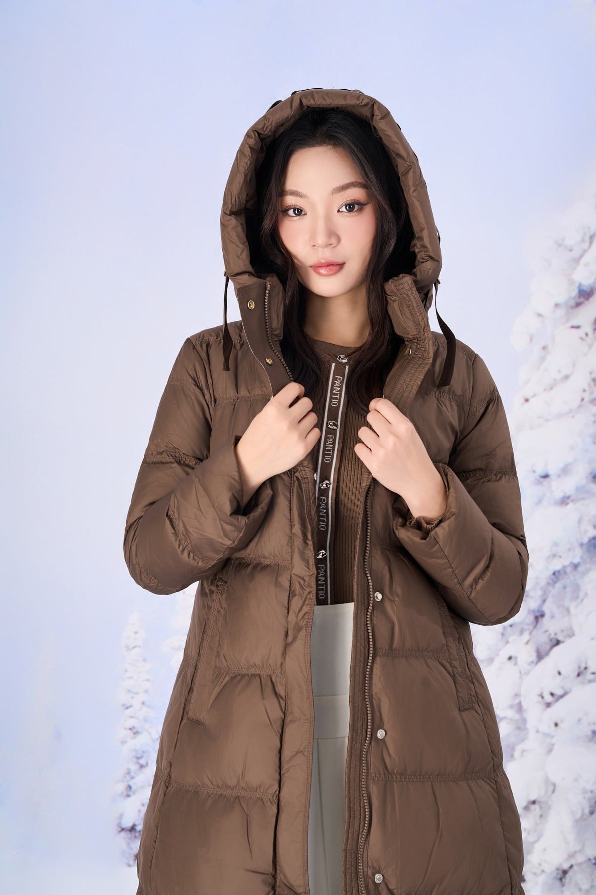 FAT9535 - Áo len dệt kim dáng ôm cổ tròn tay cách điệu thân áo phối hoạ tiết thời trang - PANTIO