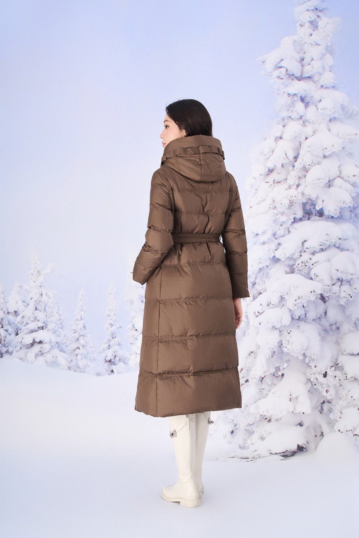 FMV086 - Áo khoác phao lông vũ cao cấp dáng dài ôm nhẹ cổ đứng cao phối mũ thời trang - PANTIO