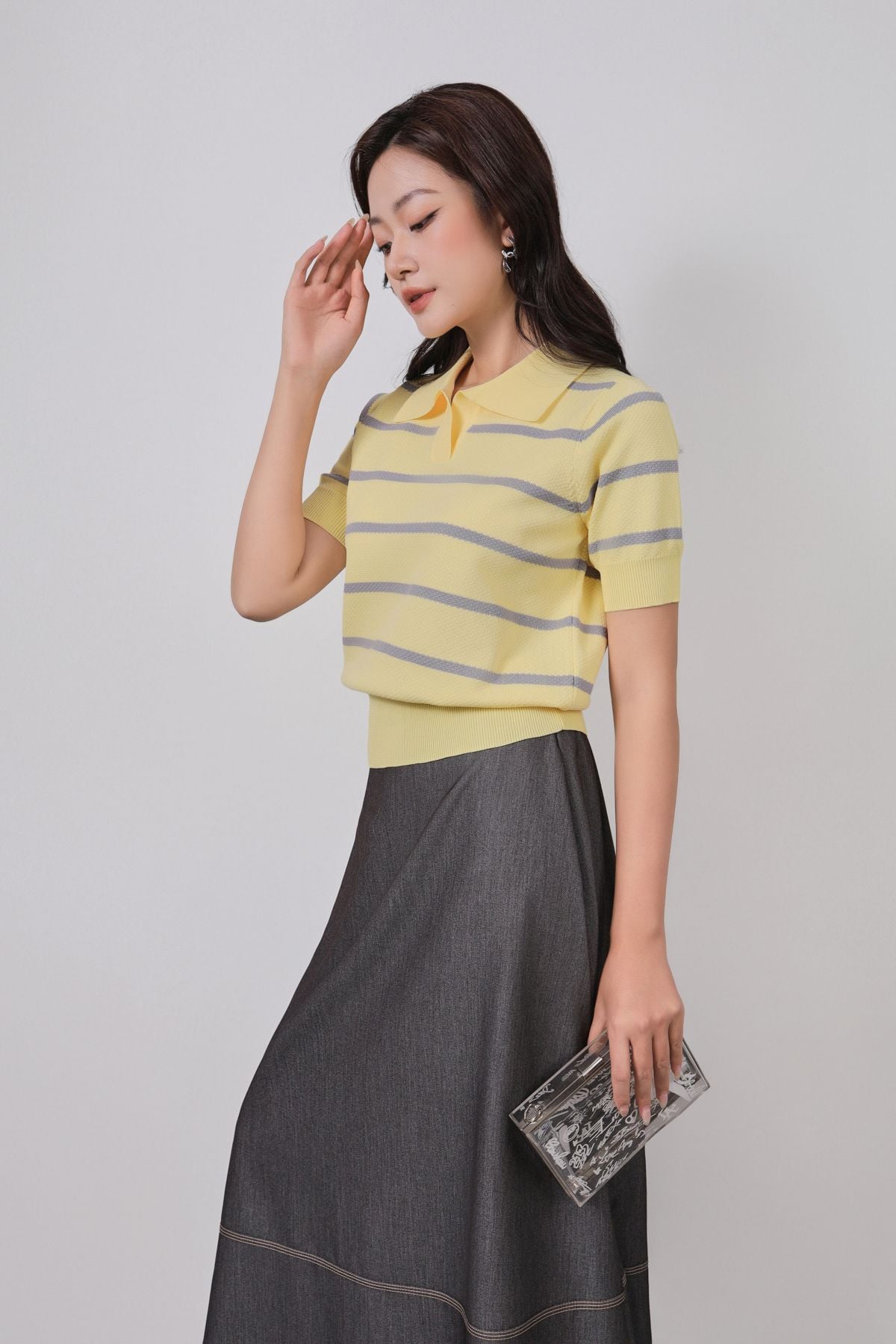 FOL406 - Áo len cao cấp cổ đức tay ngắn cạp bo chun bản to - PANTIO