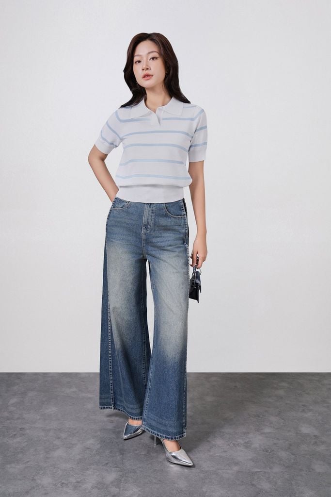 FOL406 - Áo len cao cấp cổ đức tay ngắn cạp bo chun bản to - PANTIO