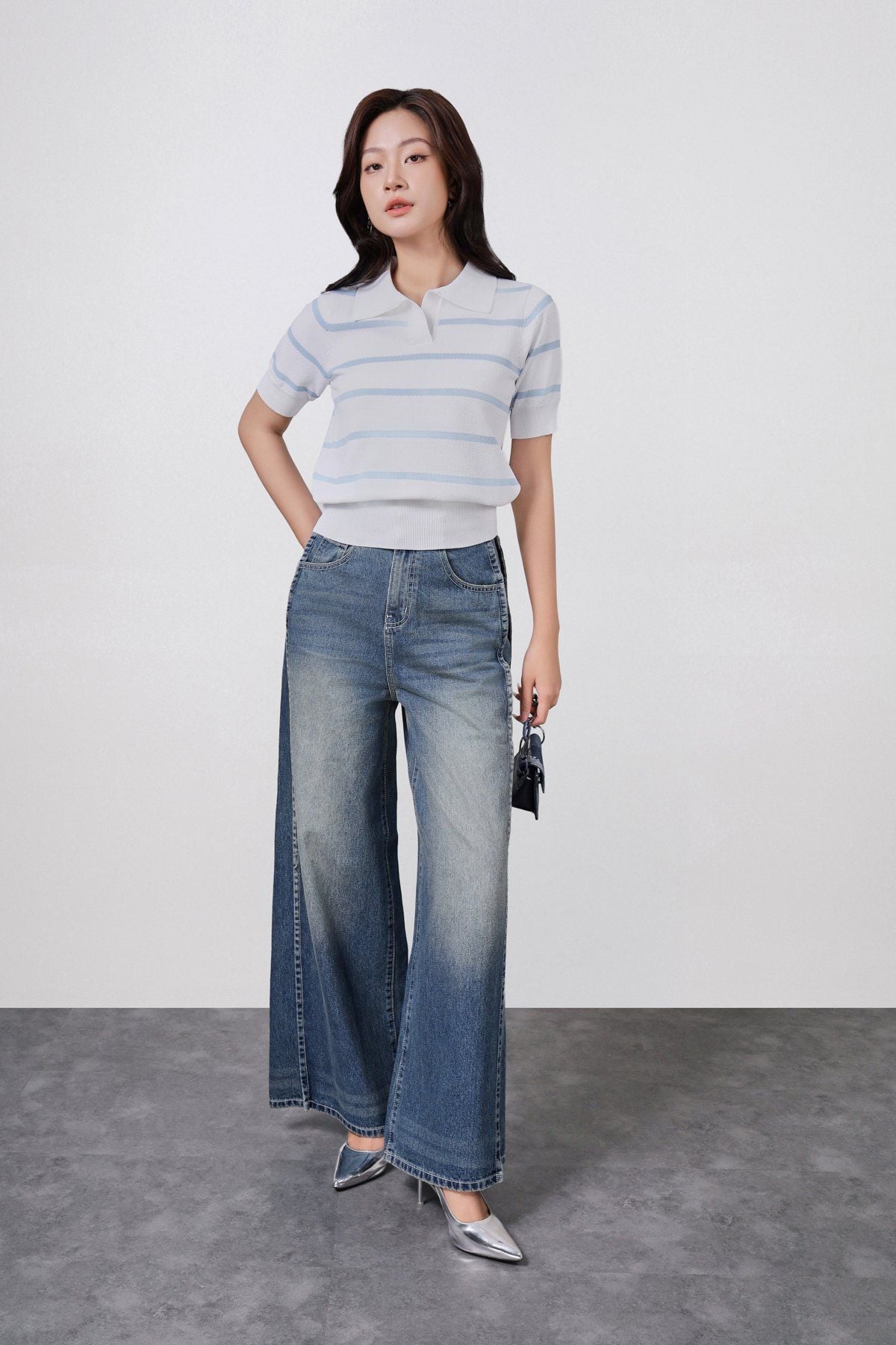 FOL406 - Áo len cao cấp cổ đức tay ngắn cạp bo chun bản to - PANTIO