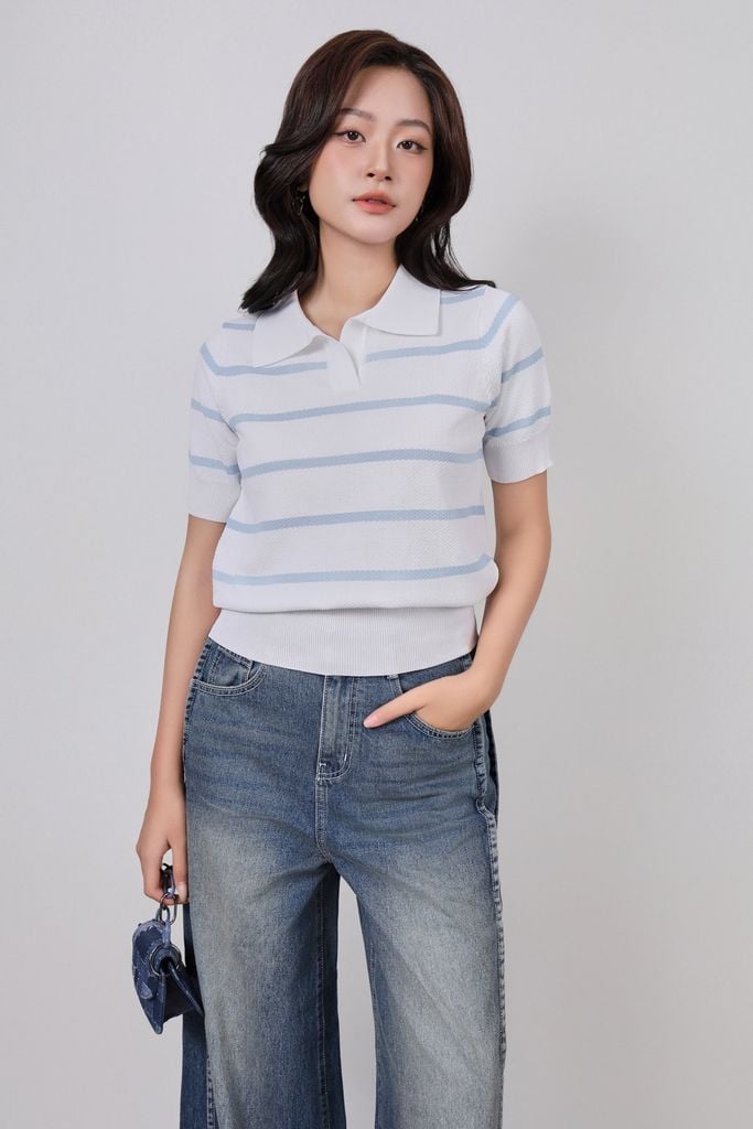 FOL406 - Áo len cao cấp cổ đức tay ngắn cạp bo chun bản to - PANTIO