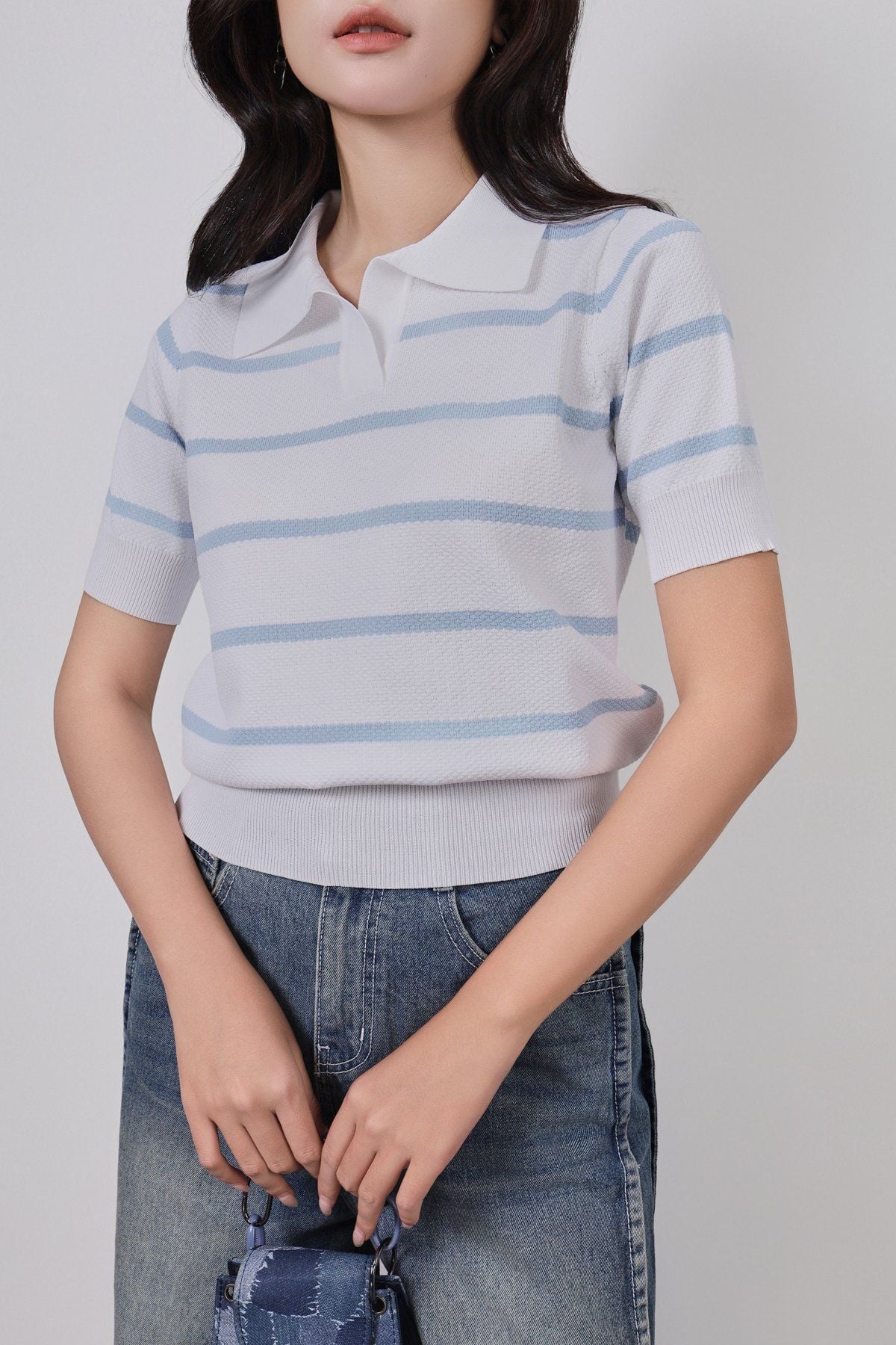 FOL406 - Áo len cao cấp cổ đức tay ngắn cạp bo chun bản to - PANTIO