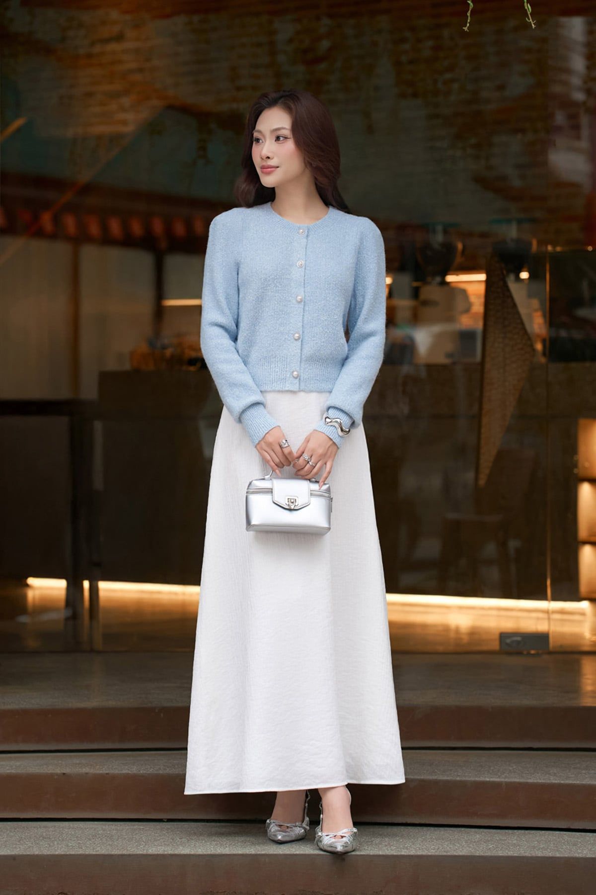 FJD71372 - Chân váy dài công sở vải tơ nhăn dáng A cạp liền thời trang khoá thân sau - PANTIO