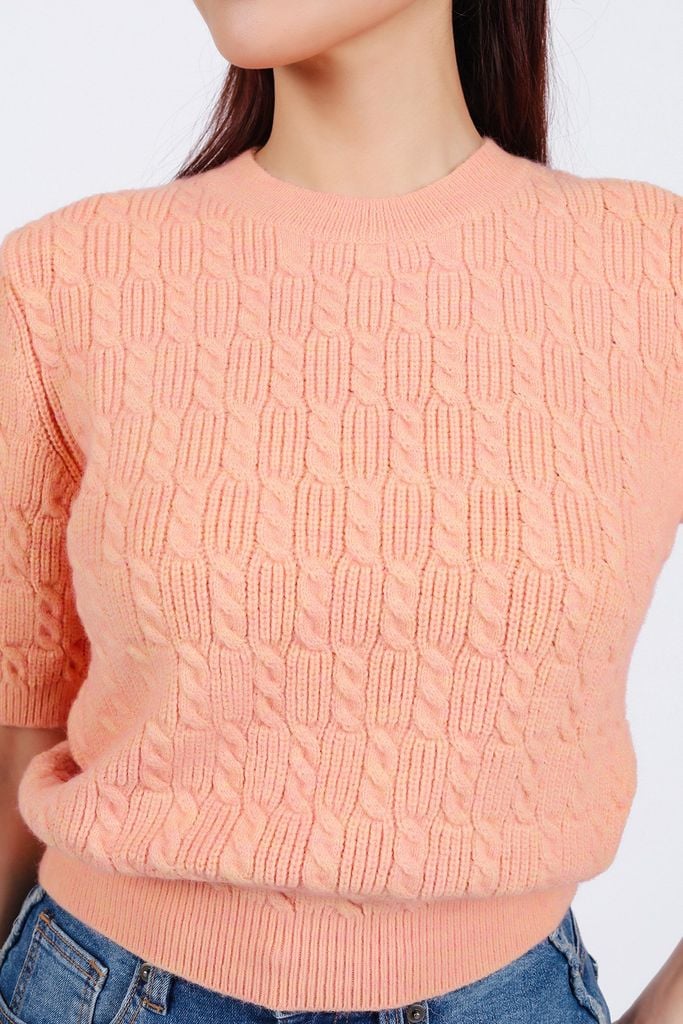 FOL476 - Áo len thời trang cao cấp dáng ôm ngắn cổ tròn tay lỡ trơn màu - PANTIO