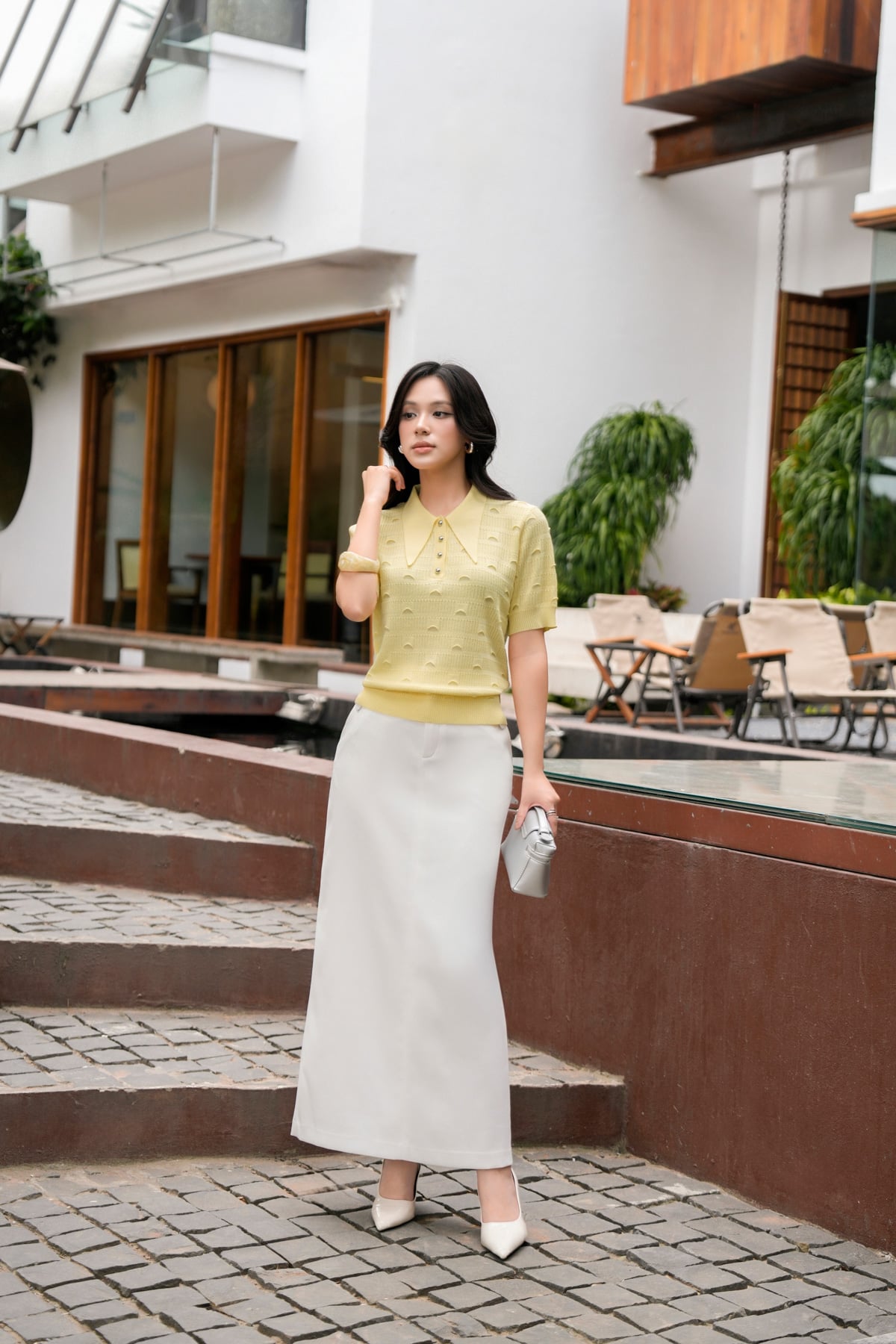 BJD13293 - Chân váy dài công sở vải thô nhung dáng suông hai lớp bên hông có túi khoá thân sau - PANTIO