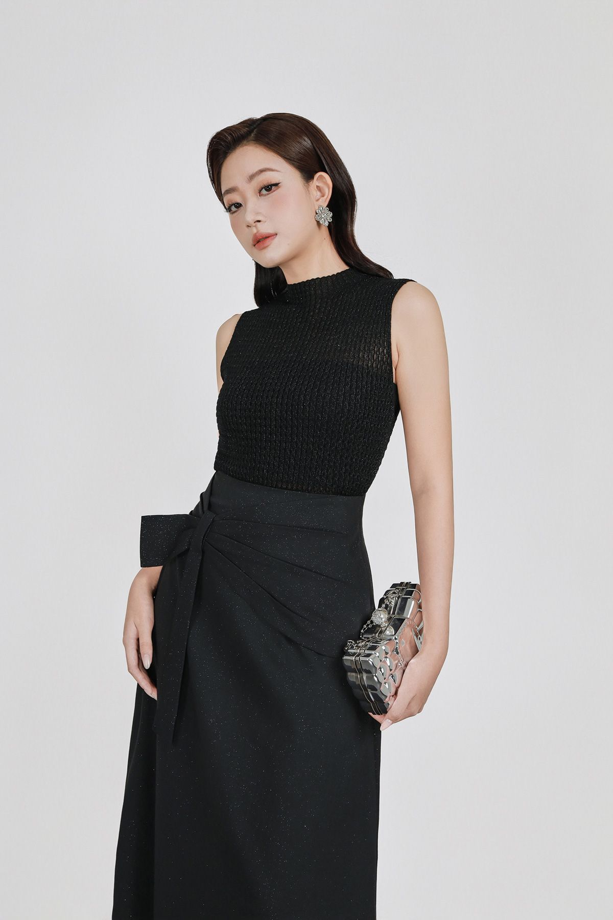 FOL549 - Áo len cao cấp vải len dáng ôm co giãn cổ cao không tay thời trang - PANTIO