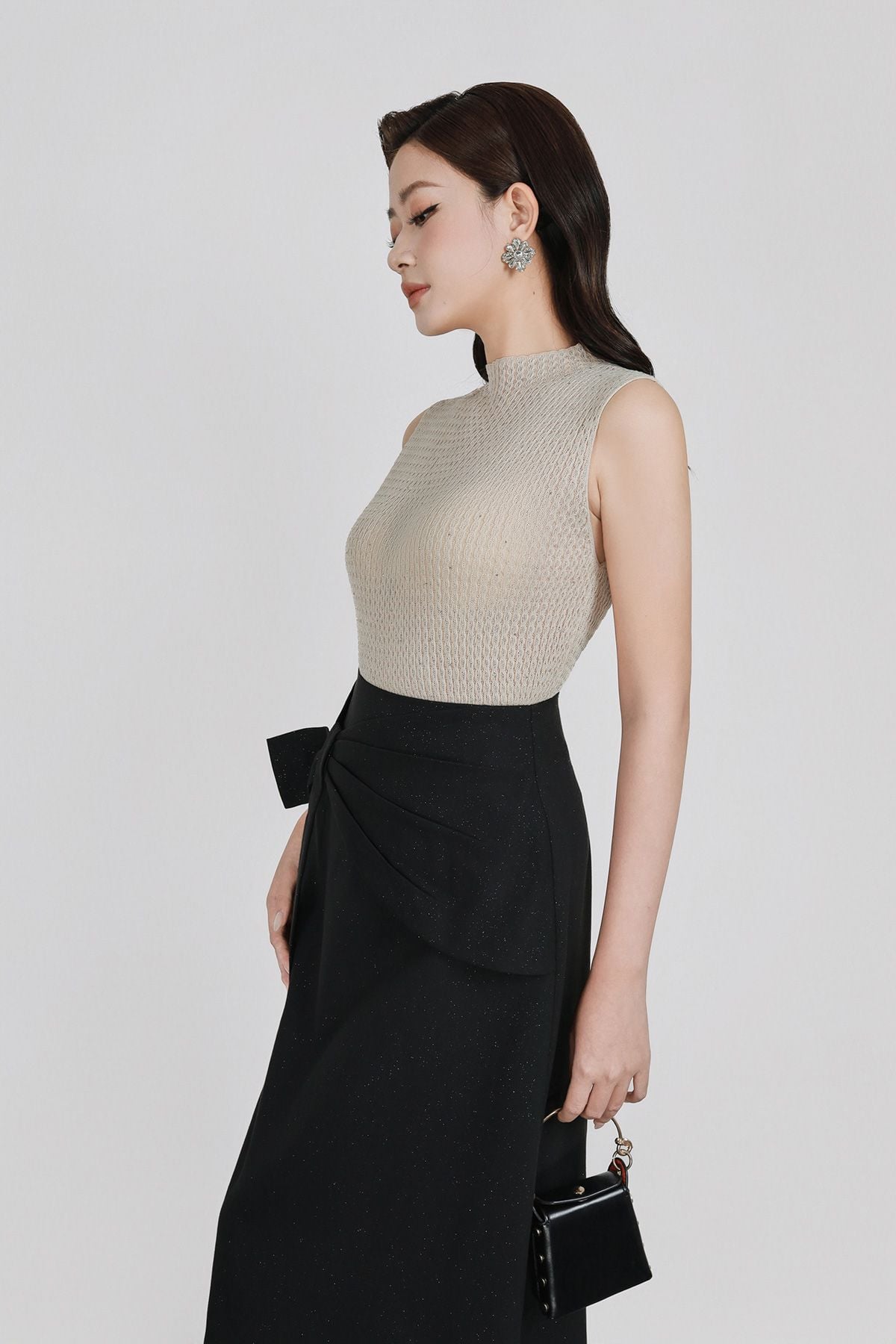 FOL549 - Áo len cao cấp vải len dáng ôm co giãn cổ cao không tay thời trang - PANTIO