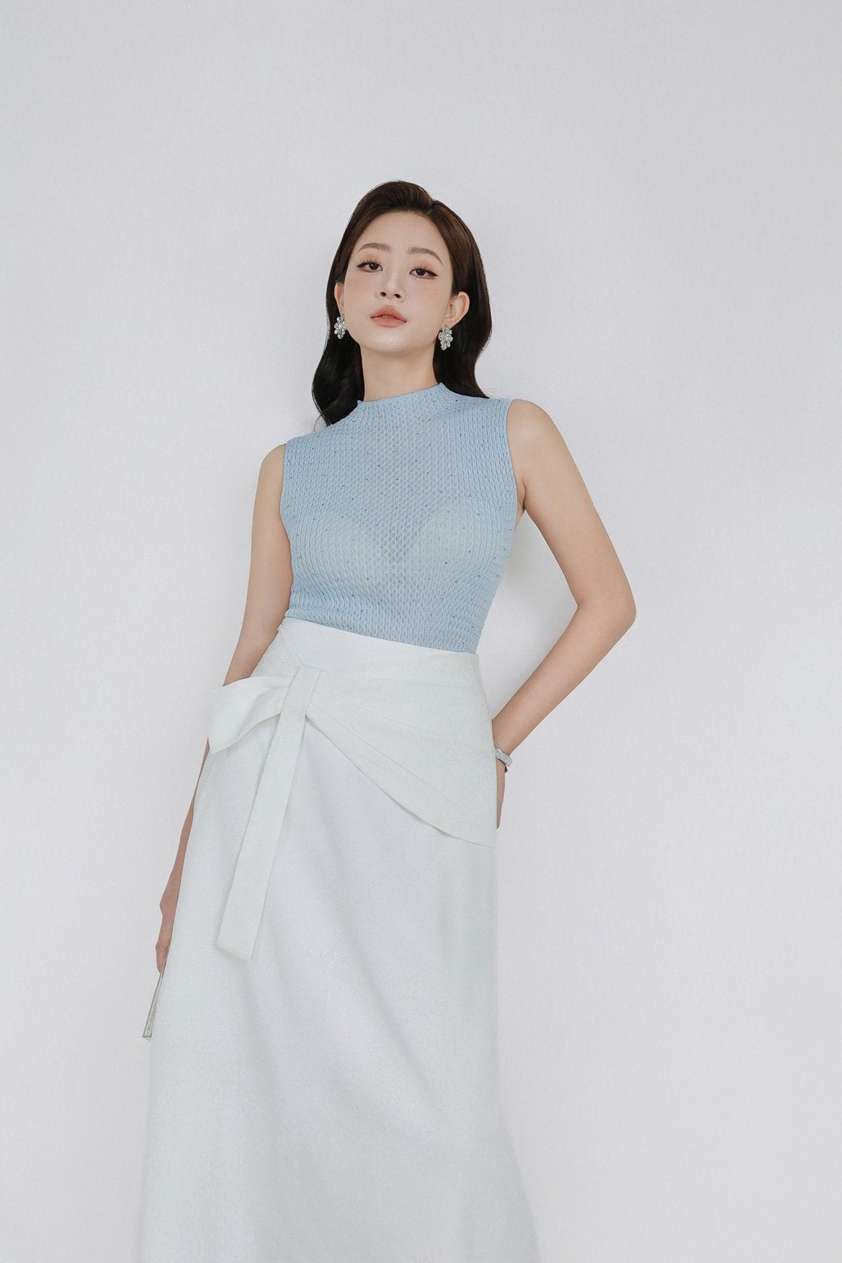 FOL549 - Áo len cao cấp vải len dáng ôm co giãn cổ cao không tay thời trang - PANTIO