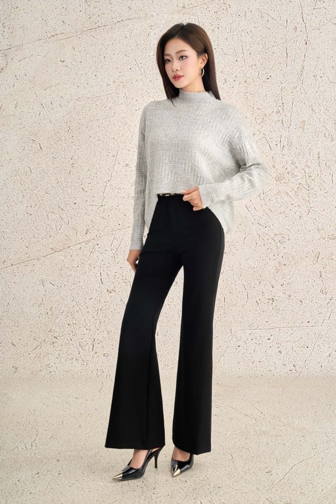 FOL564 - Áo len cao cấp dáng suông cổ tròn tay dài gấu áo đuôi tôm thời trang - PANTIO