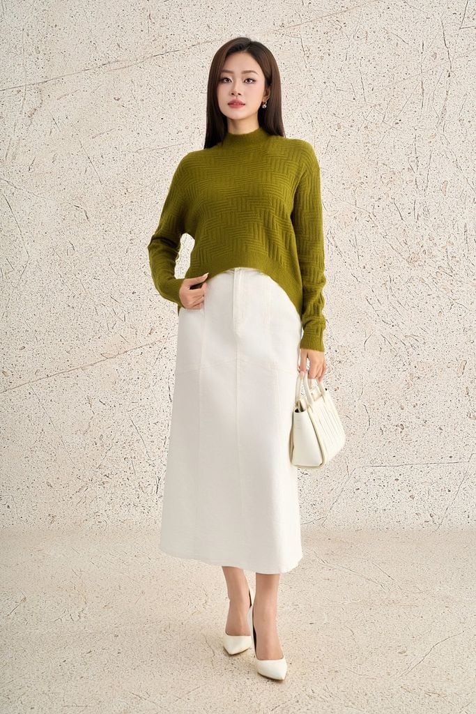 FOL564 - Áo len cao cấp dáng suông cổ tròn tay dài gấu áo đuôi tôm thời trang - PANTIO
