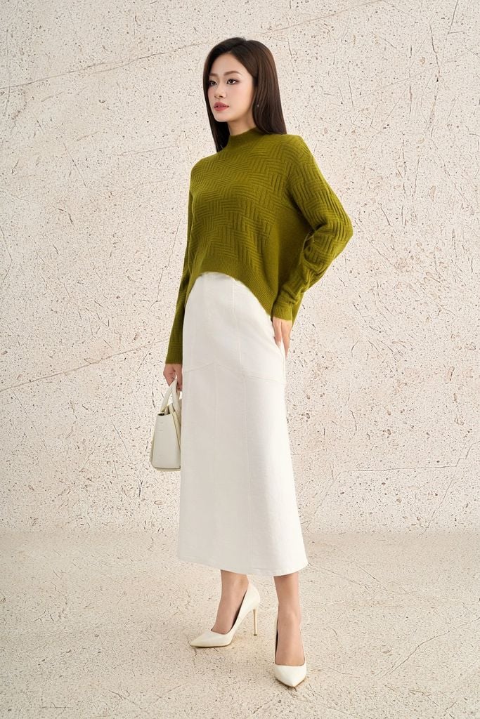 FOL564 - Áo len cao cấp dáng suông cổ tròn tay dài gấu áo đuôi tôm thời trang - PANTIO