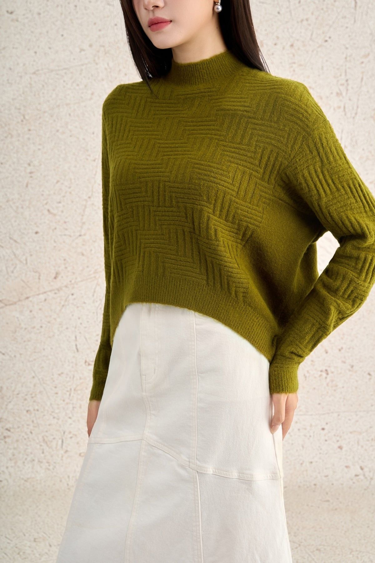 FOL564 - Áo len cao cấp dáng suông cổ tròn tay dài gấu áo đuôi tôm thời trang - PANTIO