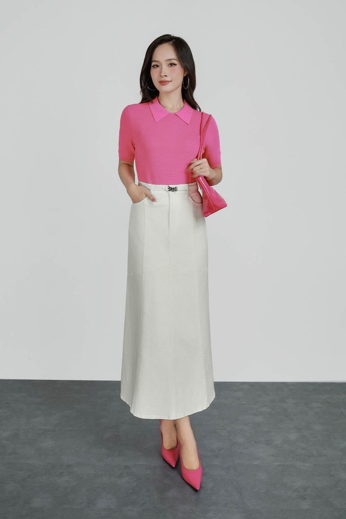 FOL565 - Áo len dệt kim vải len cao cấp dáng suông cổ bẻ tay ngắn thời trang - PANTIO