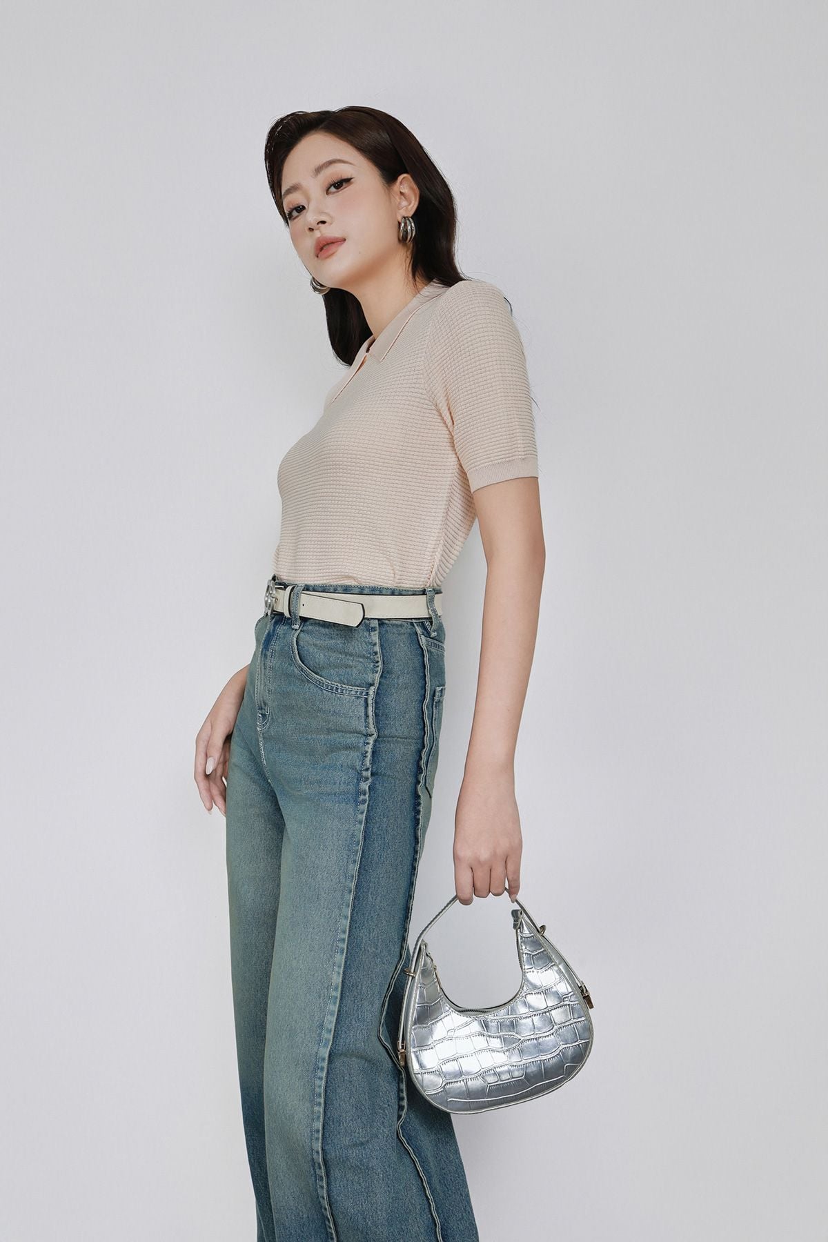 FOL565 - Áo len dệt kim vải len cao cấp dáng suông cổ bẻ tay ngắn thời trang - PANTIO