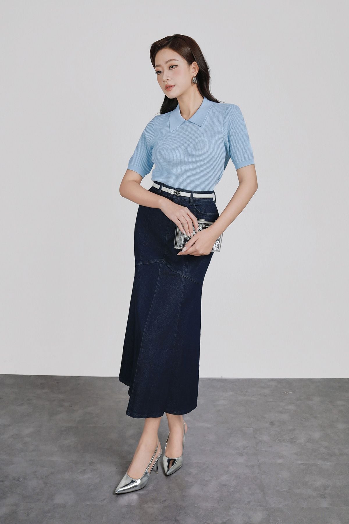 FOL565 - Áo len dệt kim vải len cao cấp dáng suông cổ bẻ tay ngắn thời trang - PANTIO