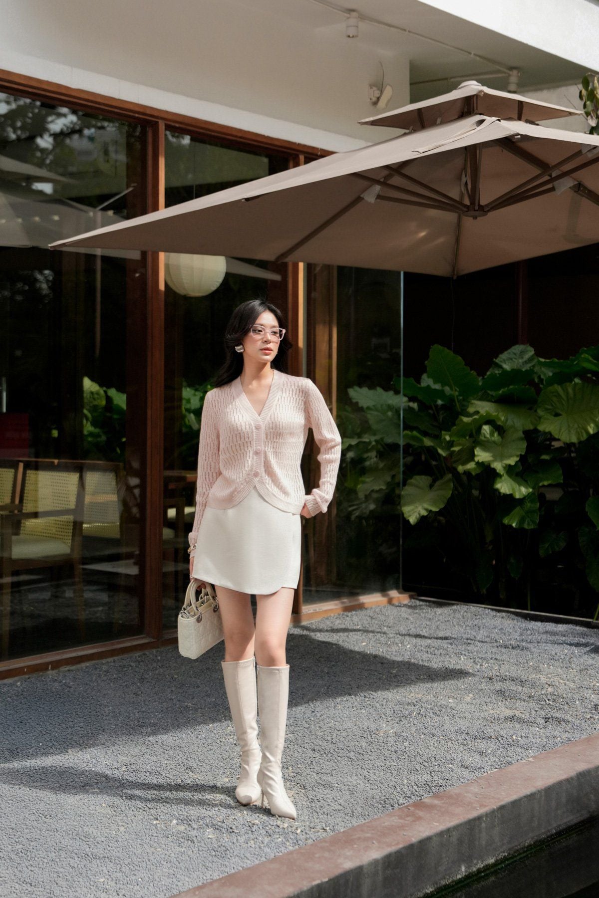 BQN73169 - Quần short vải thô dày dáng A thân phối vạt giả váy thời trang khoá thân sau - PANTIO