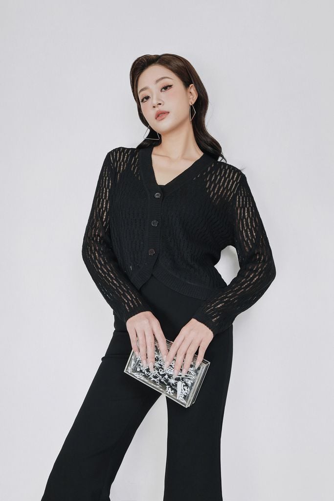 FQD51060 - Quần công sở vải cotton dáng ôm ống loe cạp phối mặt kim loại trang trí khóa thân sau - PANTIO