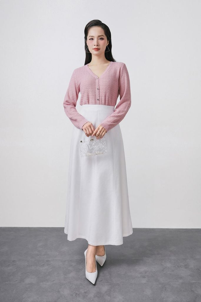 BJD13303 - Chân váy dài dạo phố vải Linen dáng suông - PANTIO