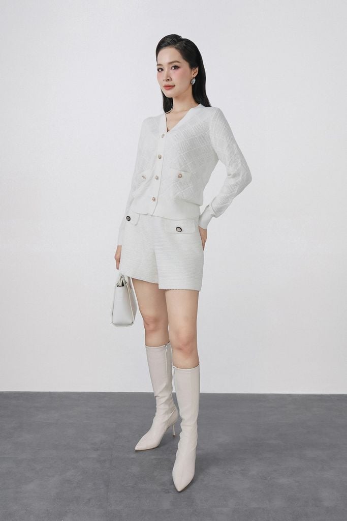 FQN7377 - Quần short vải dạ len dáng suông hai bên quần có túi đính khuy đá cao cấp - PANTIO