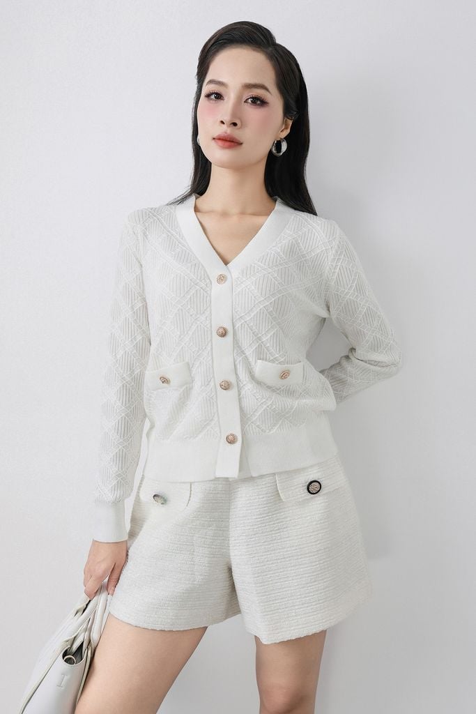 FQN7377 - Quần short vải dạ len dáng suông hai bên quần có túi đính khuy đá cao cấp - PANTIO