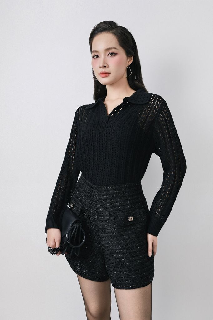 FQN7377 - Quần short vải dạ len dáng suông hai bên quần có túi đính khuy đá cao cấp - PANTIO