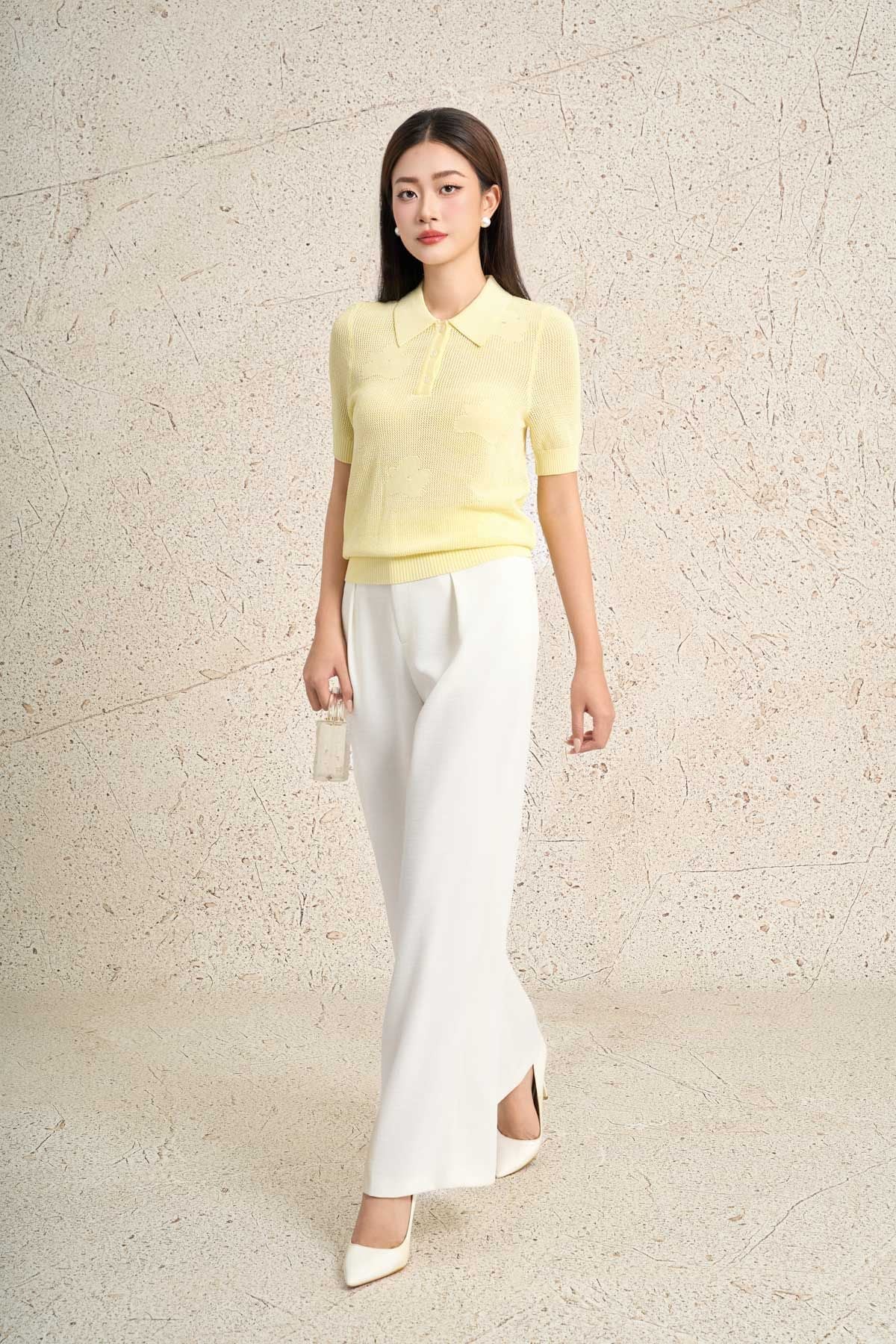 FQD91158 - Quần dài công sở vải thô dày dáng suông ống đứng thân phối ly bung tạo kiểu khoá thân trước - PANTIO