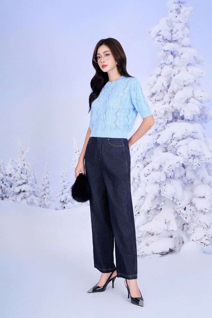 BQD93547 - Quần jean dạo phố vải denim dáng suông ống rộng thời trang khoá thân trước - PANTIO